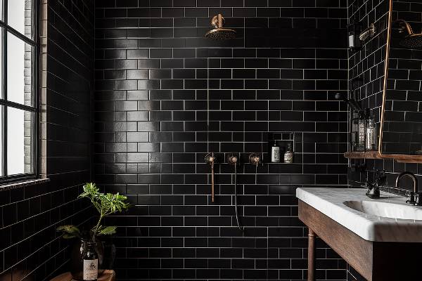 salle de bain noire